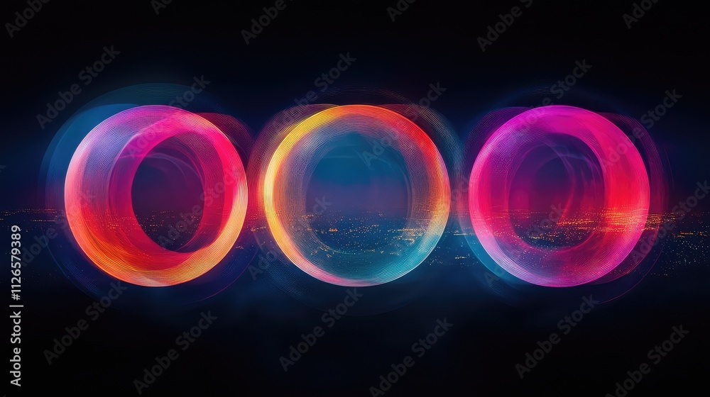 Three Luminous Circles Burst Forth from the Darkness, Painting a Mesmerizing Bokeh Landscape