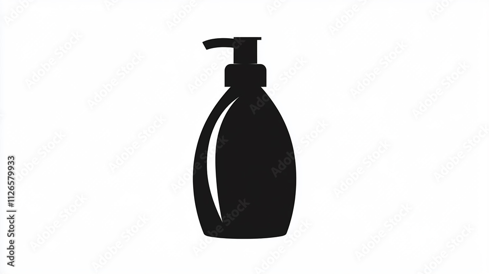 Sleek black bottle design for liquid soap or lotion in minimalist style Sleek black bottle design for liquid soap or lotion in minimalist style