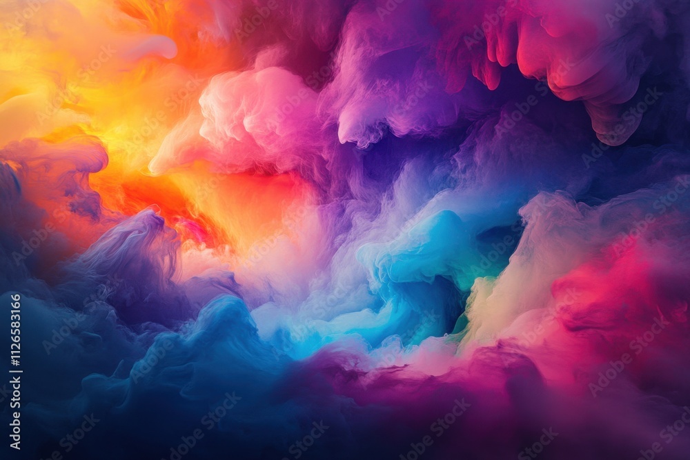 Digital art creation of a visual symphony abstract cloudscape vibrant colors artistic environment digital studio merging music and art in a colorful imagination