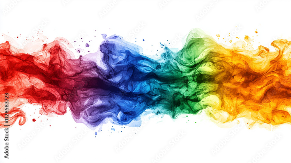 Fototapeta premium Vibrant rainbow smoke swirl symbolizing diversity, inclusion, and LGBTQ+ pride