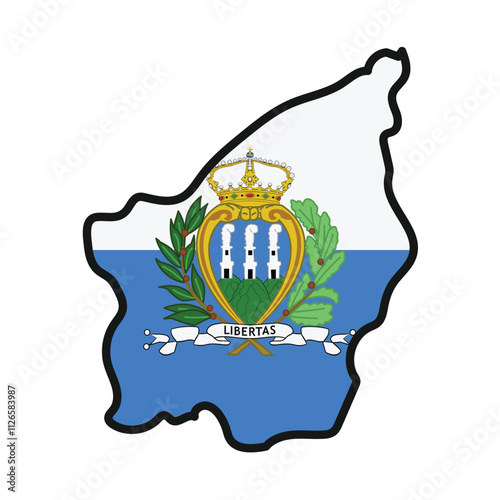 SAN MARINO Map with flag in body