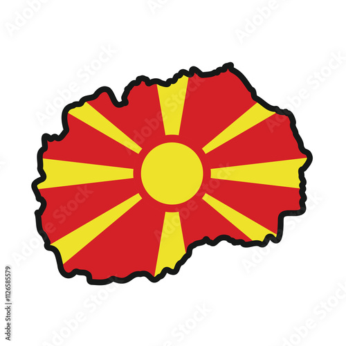 MACEDONIA Map with flag in body