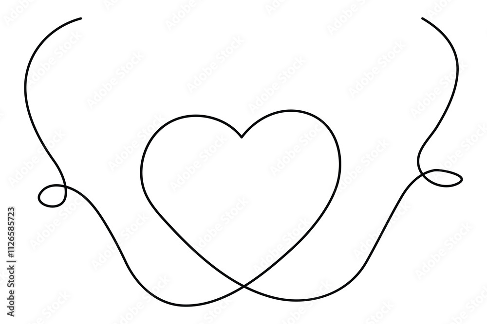 Obraz premium Heart continuous one line art drawing of heart hand drawn vector illustration