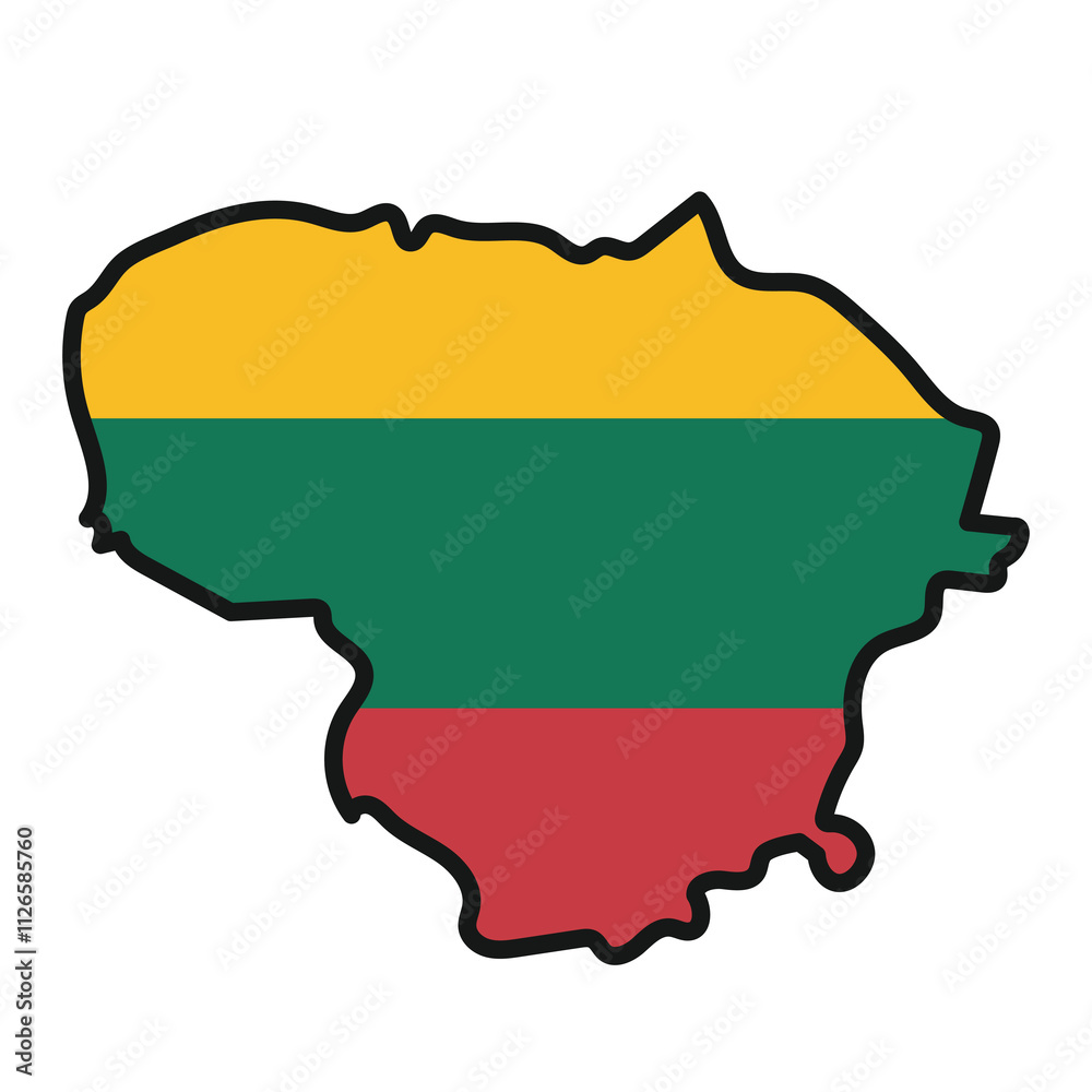 Obraz premium LITHUANIA Map with flag in body