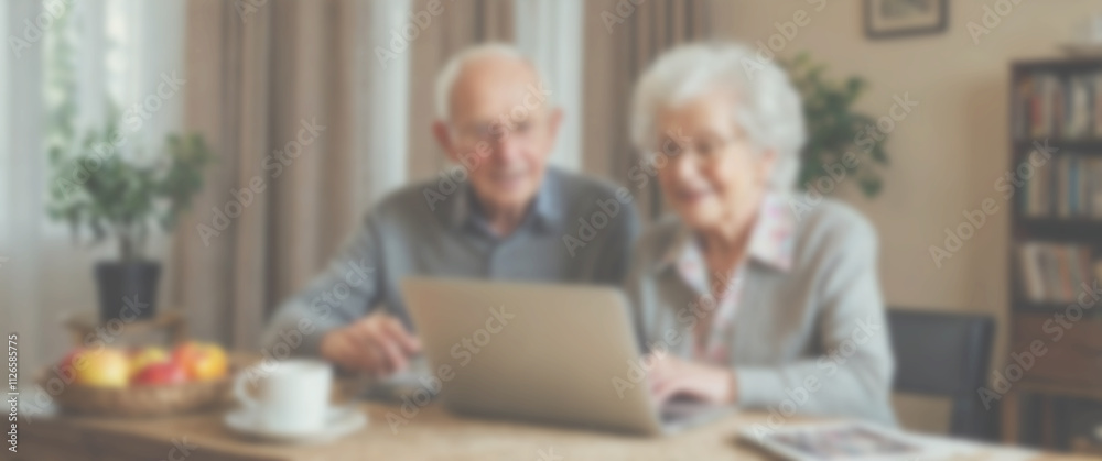 Aged man working on a laptop with a soft blur, ideal for professional backdrops, blurred background, old man and laptop Aged man working on a laptop with a soft blur, ideal for professional backdrops, blurred background, old man and laptop