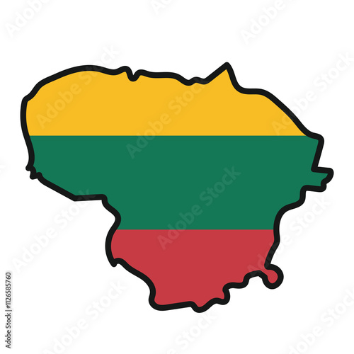 LITHUANIA Map with flag in body