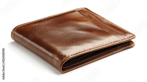 Elegant brown leather wallet isolated on a white background