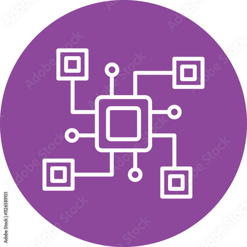 Data Distribution line circle icon