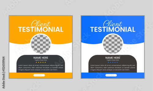 Business Client testimonial social media post design template. Customer feedback review social media post design.