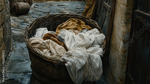 Laundry Basket of Old Clothes photo