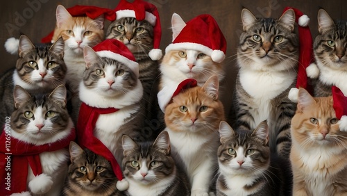 An image of several Christmas kitties in a nice and festive setting. By Pham Ty, Christmas season photo