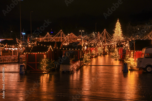 Zurich's christmas village by night photo