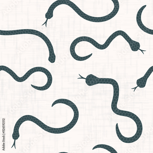 Trendy seamless pattern with snakes. Chinese new year. Vector illustration, flat style.