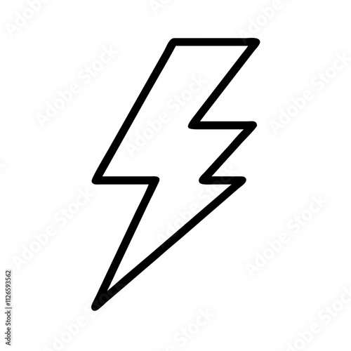 lightning icon, nature vector icon, environment vector icon - black outline icon of lightning symbolizing nature, environment, and seasonal in simple design.