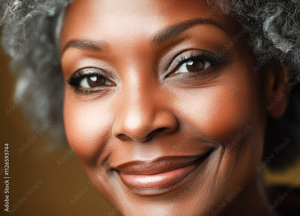 Radiant close-up of a smiling older woman with silver hair, symbolizing joy, wisdom, and natural beauty. Radiant close-up of a smiling older woman with silver hair, symbolizing joy, wisdom, and natural beauty.