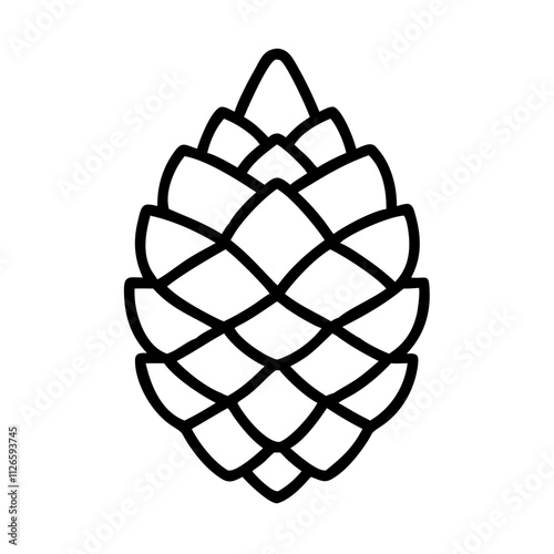 pinecone icon, nature vector icon, environment vector icon - black outline icon of pinecone symbolizing nature, environment, and seasonal in simple design.