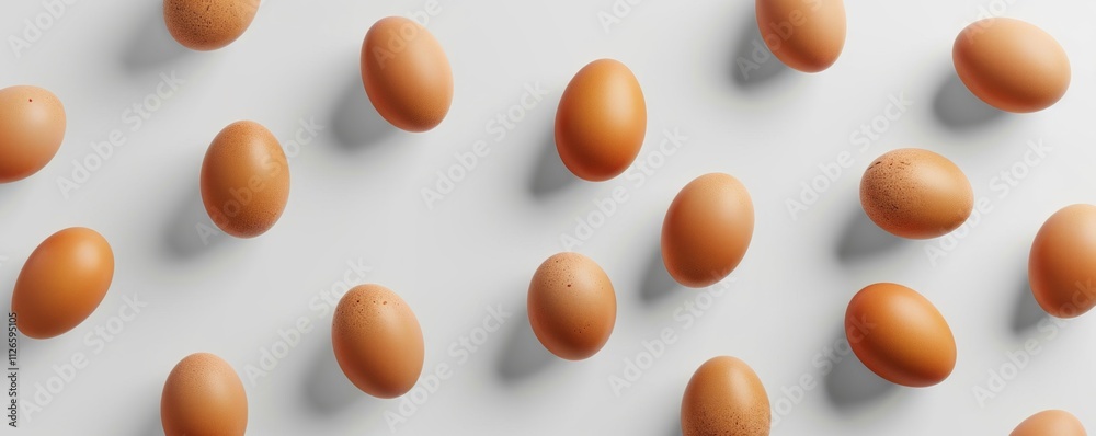 realistic photo of whole eggs on white studio background, top view, White background realistic photo of whole eggs on white studio background, top view, White background