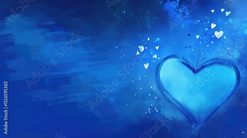 Abstract illustration of vibrant blue hearts in artistic backgrounds, featuring soft gradients, glowing effects, and intricate designs symbolizing love and self-appreciation.