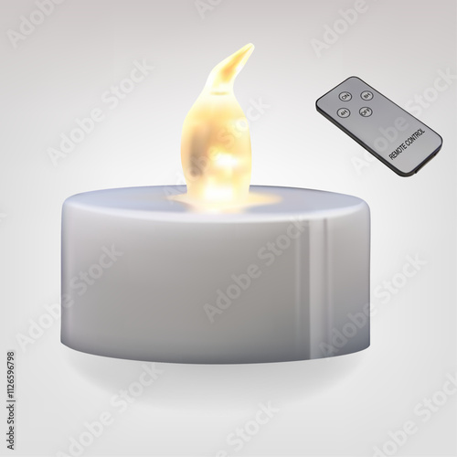 Modern LED light bulb with remote control. Concept of a smart home and managing light with remote devices. 