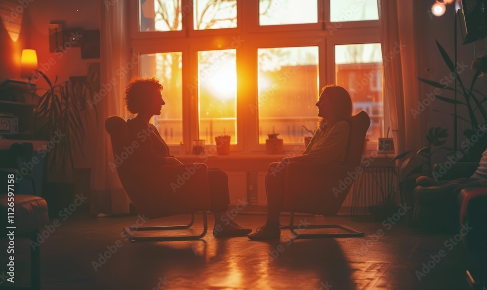 Warm and inviting therapy session with therapist and patient symbolizes open communication and support.