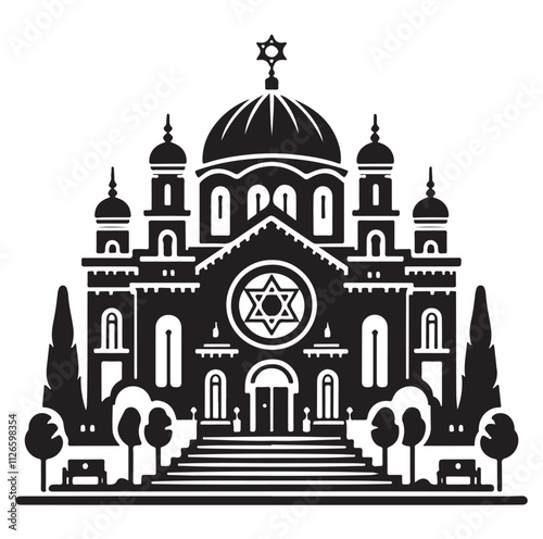 Synagogue Landscape silhouette vector illustration