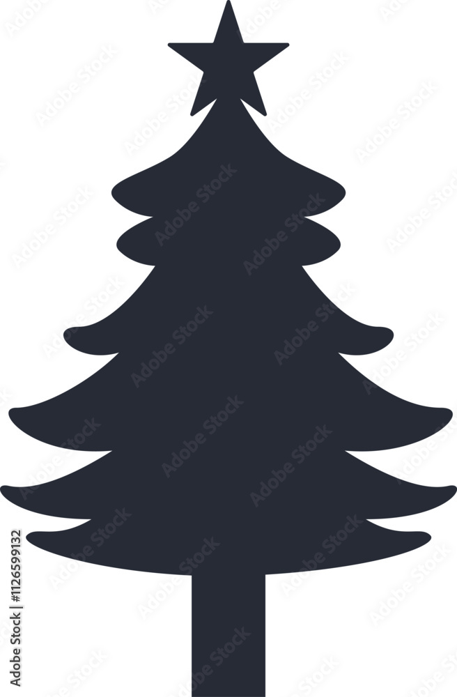 Fototapeta premium Minimalist White Pine Tree Illustration. Vector Illustration