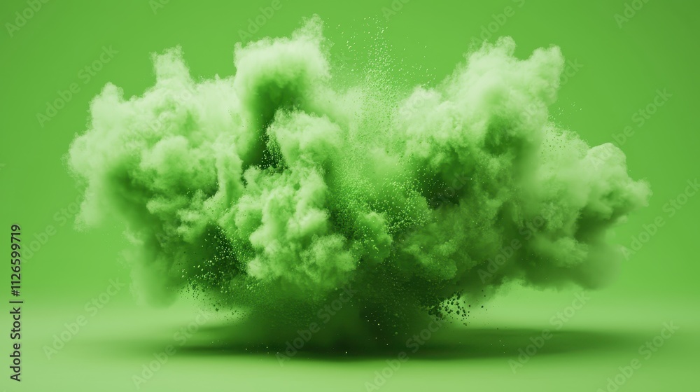 A green cloud of smoke is blowing in the wind