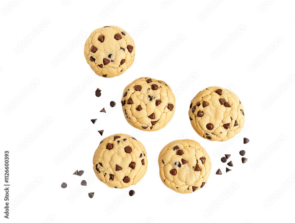 Baking delicious chocolate chip cookie isolated on transparent background Baking delicious chocolate chip cookie isolated on transparent background