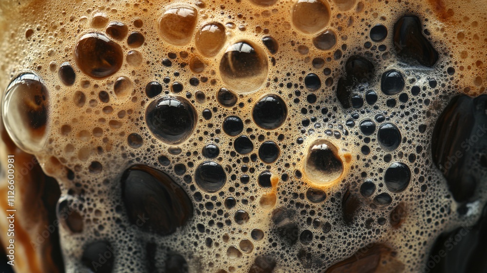 close-up of frothy coffee with bubbles close-up of frothy coffee with bubbles