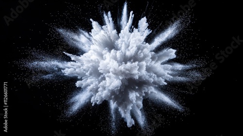 A white cloud of powdery substance is in the air