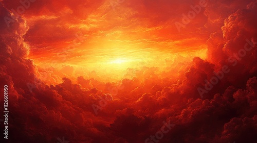 Fiery Sunset Over a Sea of Clouds