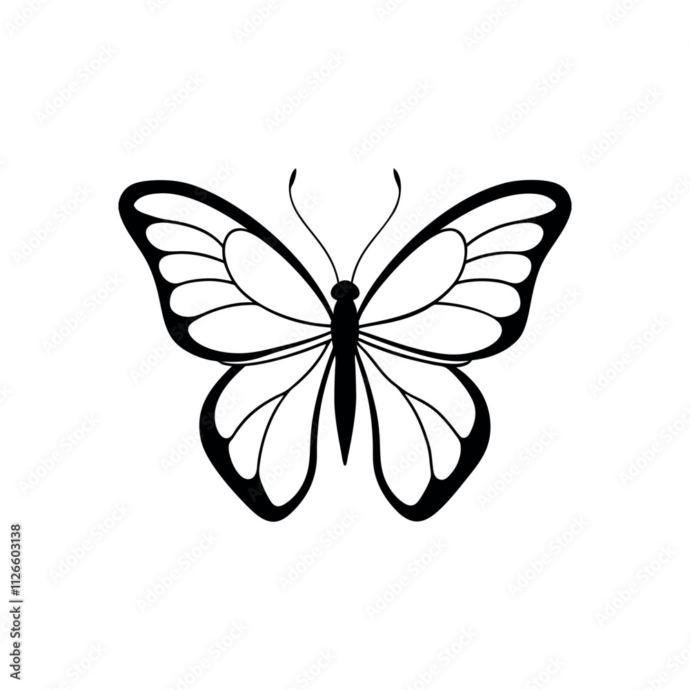 Set of butterfly silhouette icons, logo, vector illustrations.