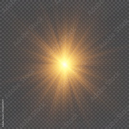 The image depicts a light , including sun rays and a dawn effect. The image also includes a flare. Vector Images.