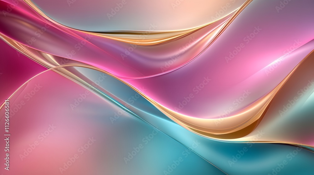 Fototapeta premium Abstract Pink Teal Gold Waves Design