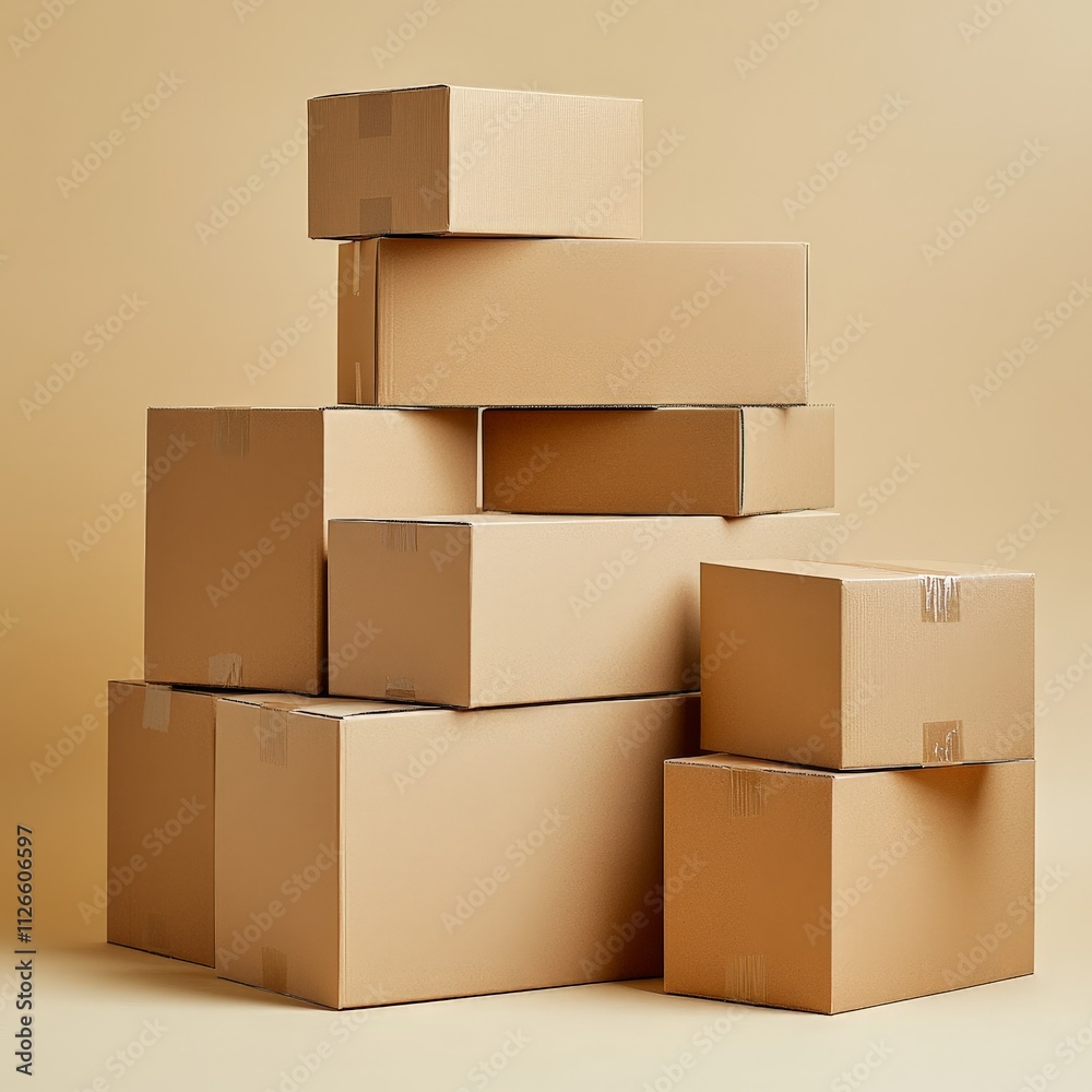 Stack of Cardboard Boxes in Various Sizes for Shipping Use Stack of Cardboard Boxes in Various Sizes for Shipping Use