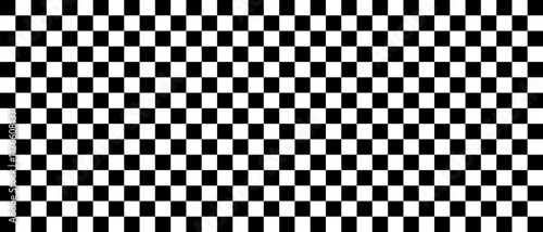 Chess board optical visual illusion, checkerboard banner template. Black and white checkers squares, vector abstract background.