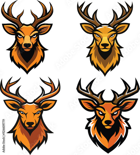  A Bundle Of Majestic Deer Head vector illustration