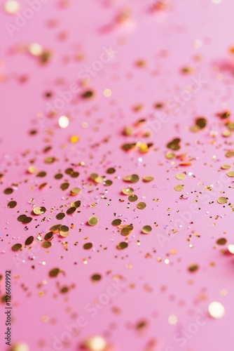 Pink background with scattered golden confetti