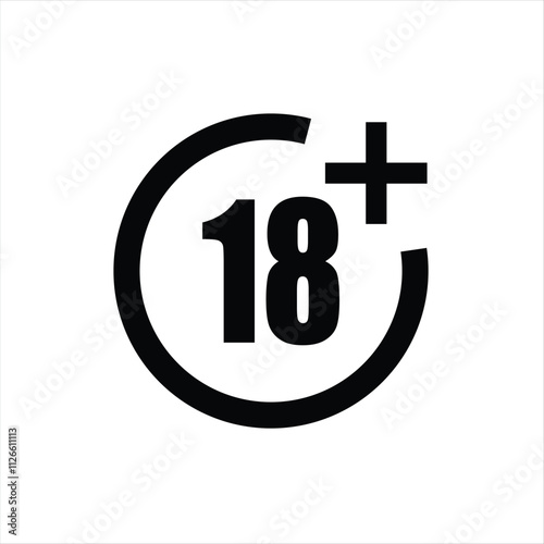 18 plus sign icon vector.