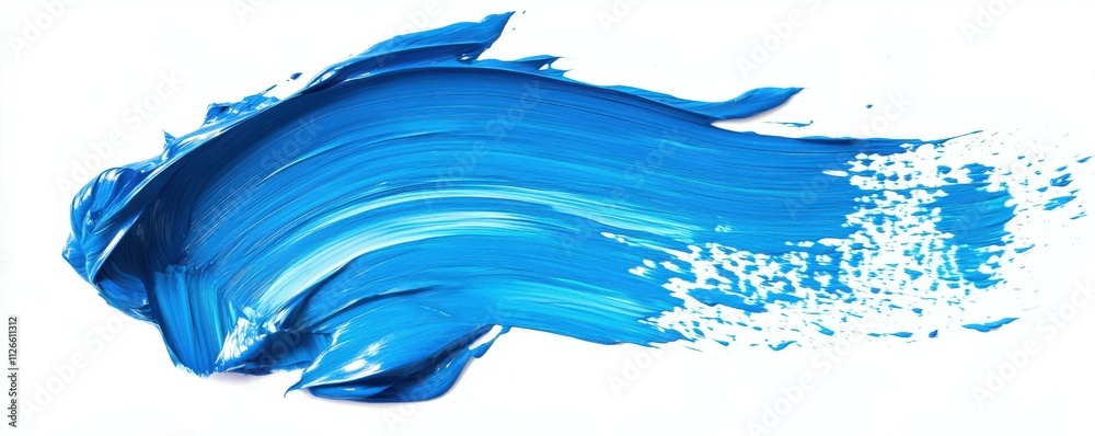 Vibrant blue brush stroke of acrylic paint isolated on a pure white background Vibrant blue brush stroke of acrylic paint isolated on a pure white background