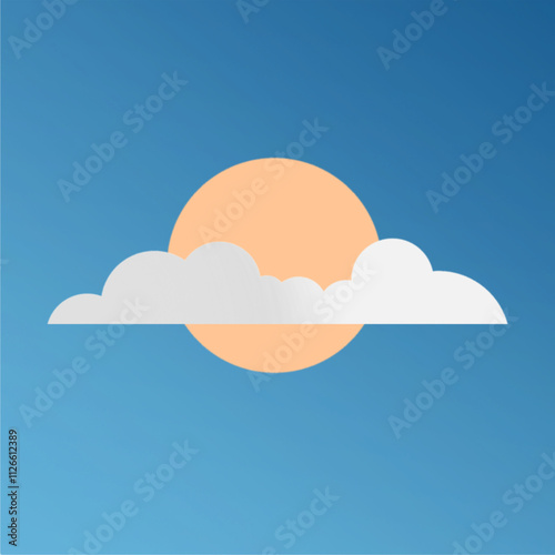 Sunset white cloud minimalistic art style
