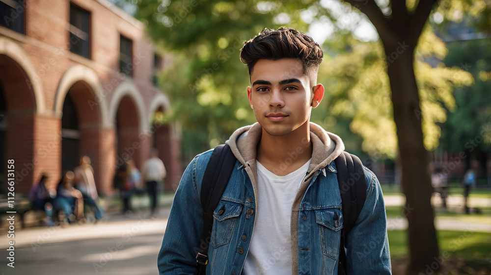 Portrait of a College Boy in Backpack Portrait of a College Boy in Backpack