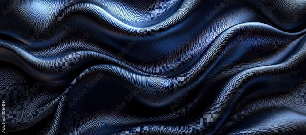Obraz premium Black silk satin background with a wavy texture