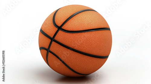 Close-up View of a Textured Basketball on a White Background, Perfect for Sports Themes, Athletic Promotions, and Educational Content Related to Basketball photo