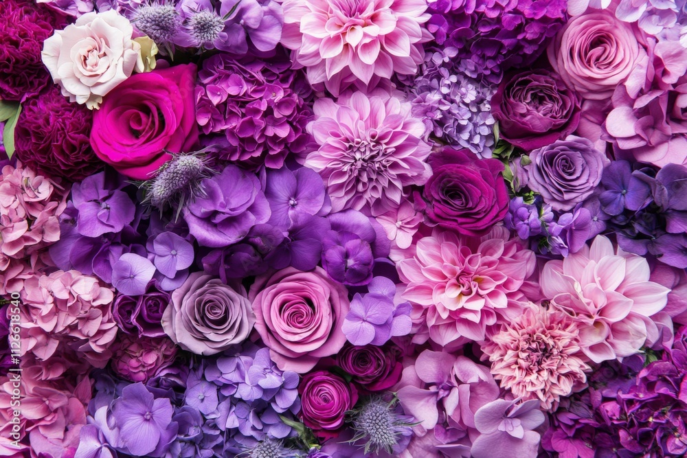 vibrant floral arrangement in shades of purple and pink