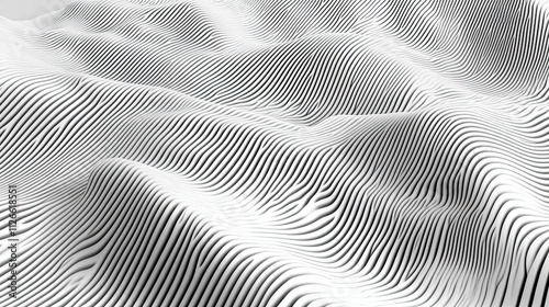 Wallpaper Mural Abstract grayscale wavy lines background.  Digital art, modern design. Torontodigital.ca