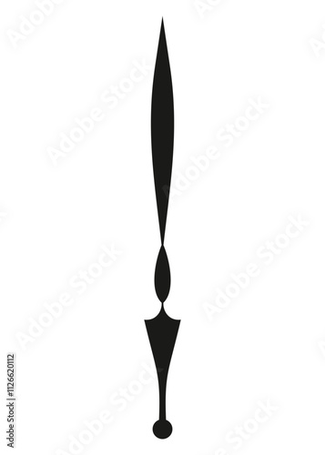 Clock pointer arrow. Black silhouette chronometer element. Clock arm. Watch hands, isolated time pointer. Vector cartoon illustration