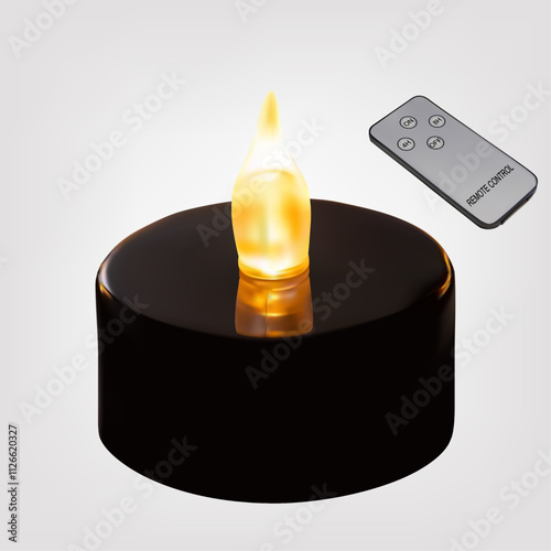 Modern LED light bulb with remote control. Concept of a smart home and managing light with remote devices. 