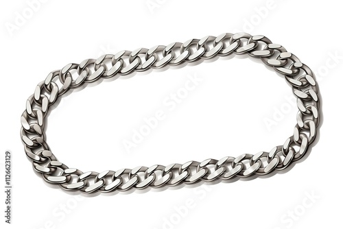 Metal chain isolated on white background, top view 