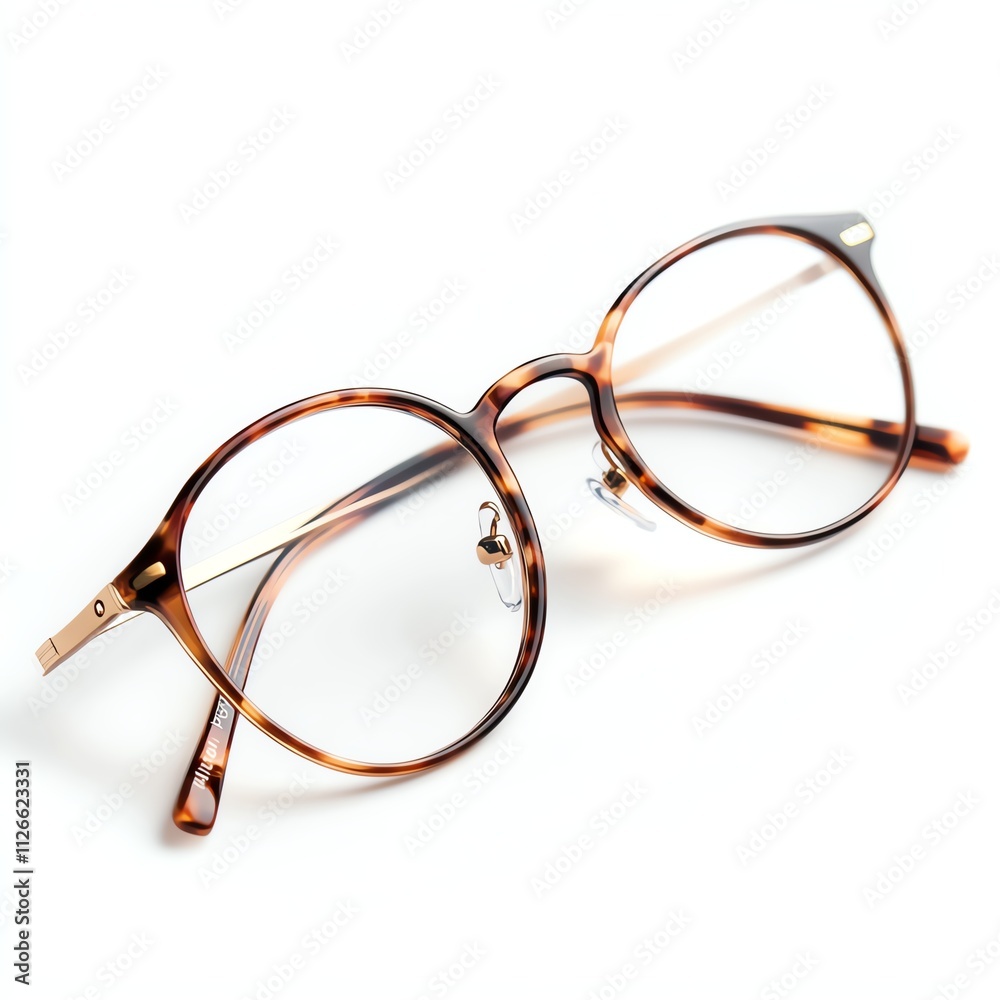 Stylish tortoiseshell glasses on white isolate background Stylish tortoiseshell glasses on white isolate background